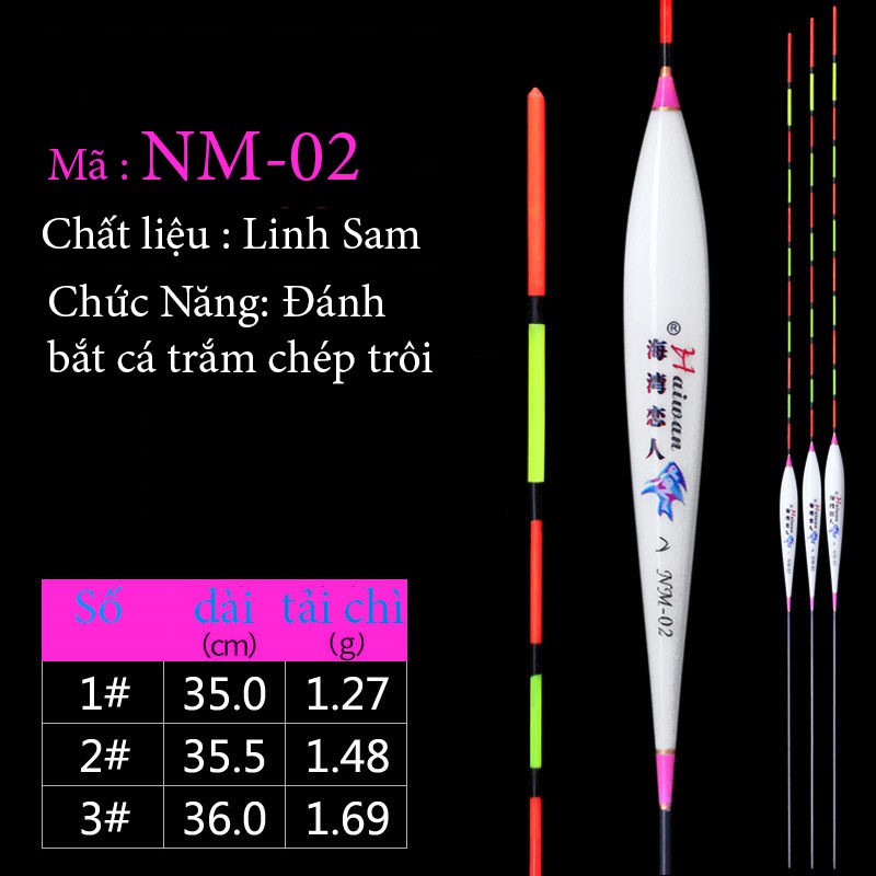 Phao câu cá nano, câu đơn câu đài màu trắng họa tiết hồng câu cá nhạy, có đủ thông số mã NM