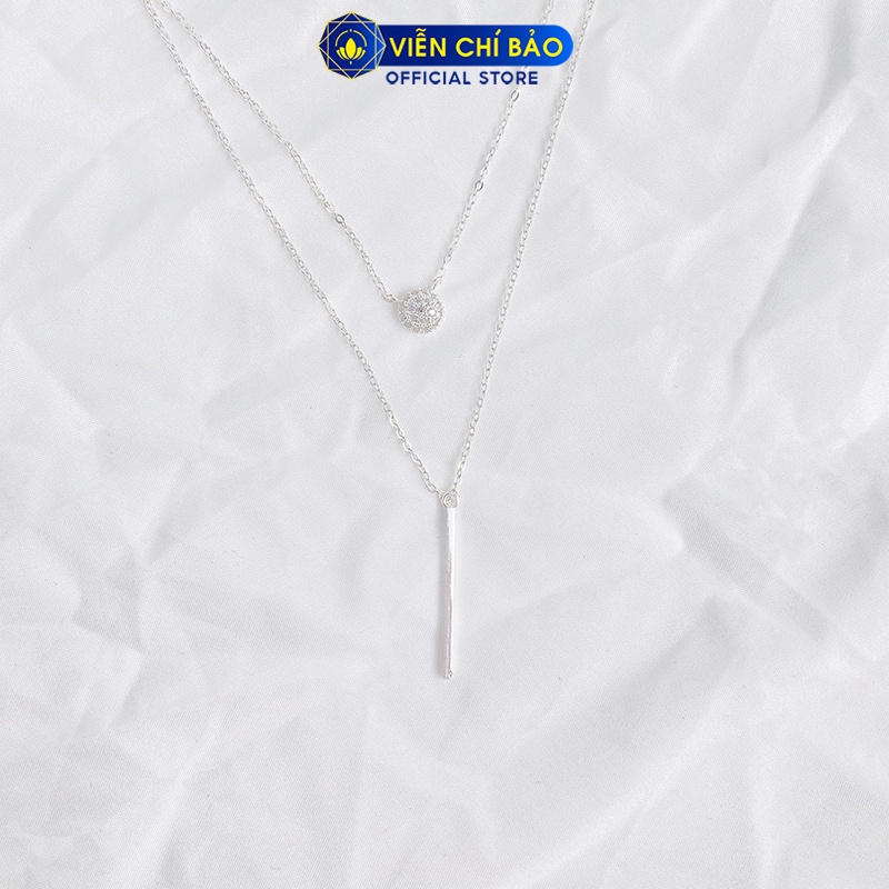 Dây chuyền bạc nữ 2 tầng mặt tròn chất liệu bạc 925 thời trang phụ kiện trang sức nữ Viễn Chí Bảo D400348x