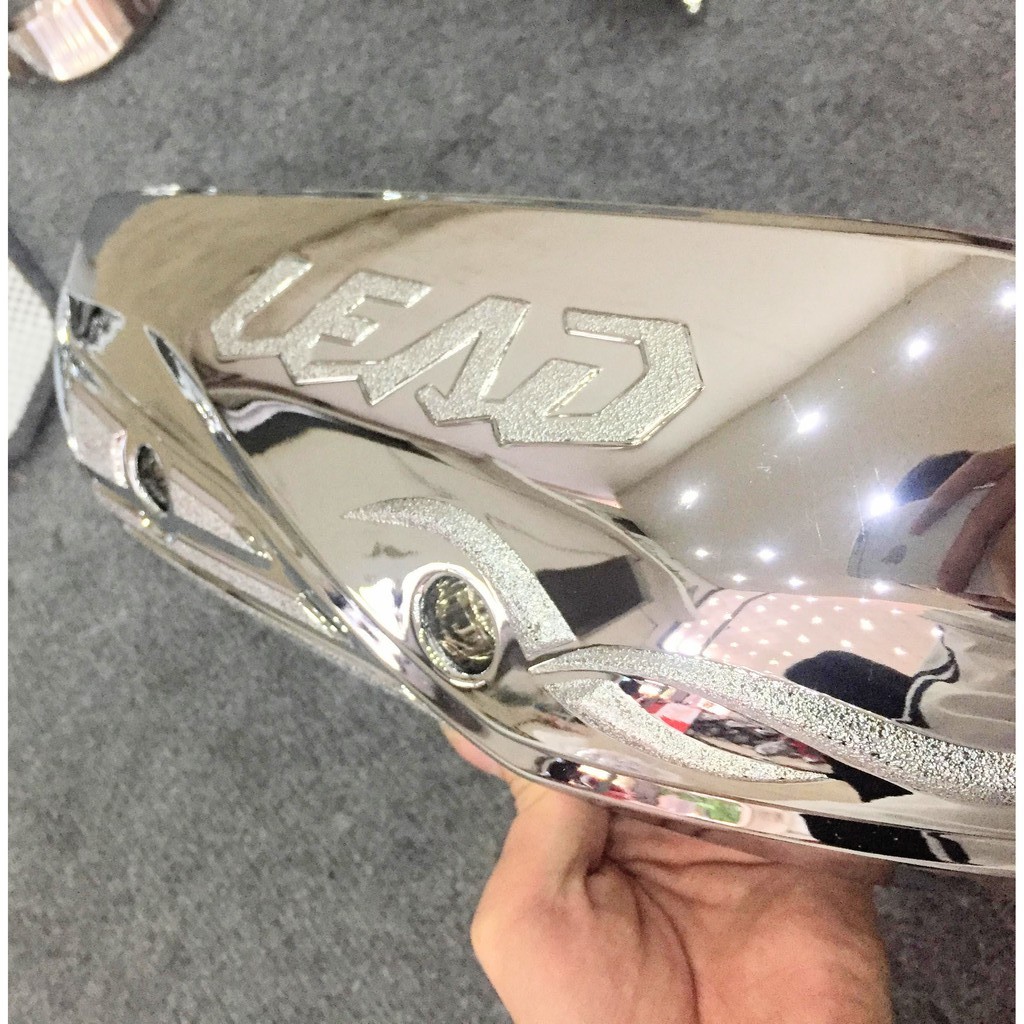 (BH 12 Tháng)Combo 5 món chụp ốp mạ crome Lead 2018: Bầu gió, quạt gió, ốp pô, mõm mỏ dè, đuôi dè.