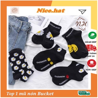 Tất GD PEACEMINUSONE Thêu Cúc Họa Mi  - Vớ bông hoa T03