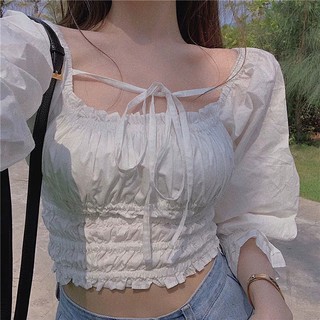Áo croptop tay dài thắt nơ LASO CROPTOP