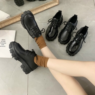 Giày bốt da dây cột phong cách Hàn Quốc cho nữ