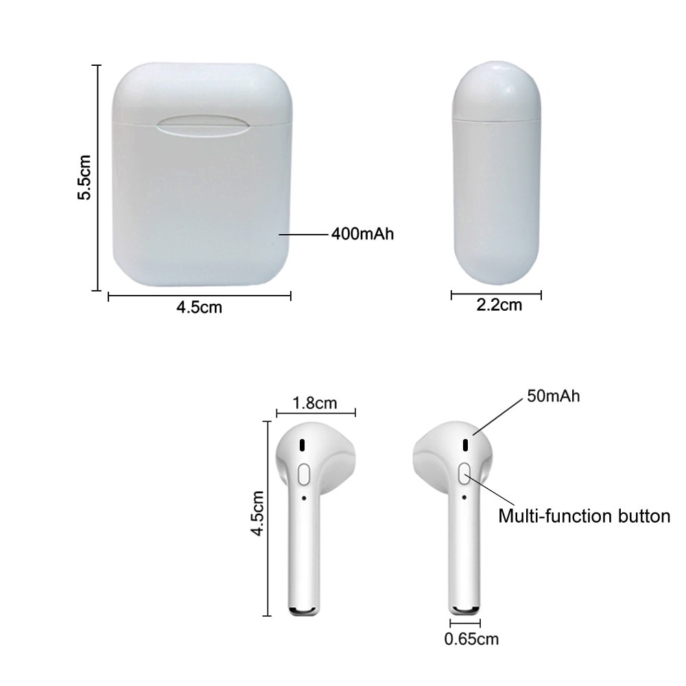 Tai nghe không dây bluetooth 5.0 i12 tws cảm ứng chạm âm thanh nổi