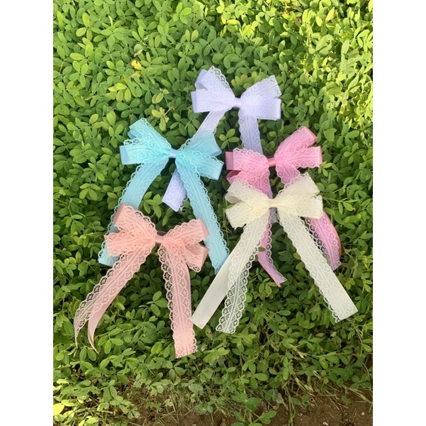 Kẹp tóc vải mix ren xinh xắn