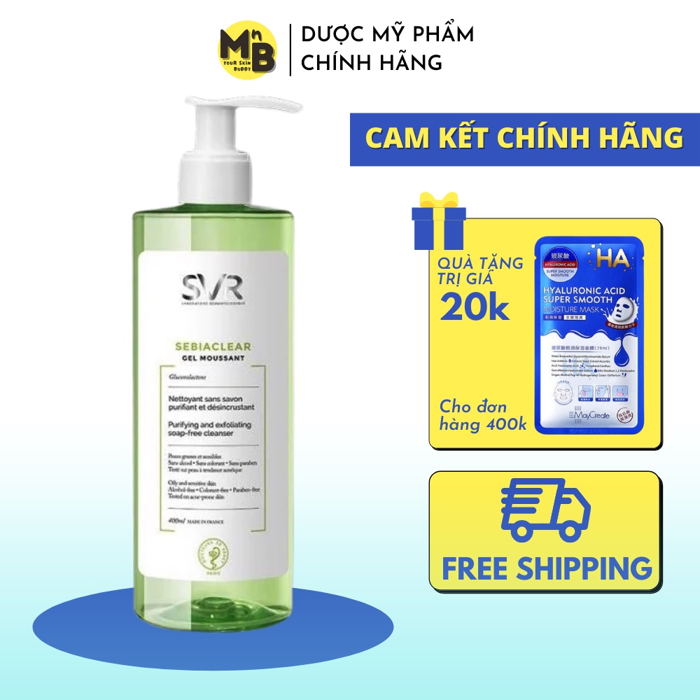 Sữa rửa mặt SVR Sebiaclear Gel Moussant cho da dầu mụn lành tính không chứa xà phòng 400ml