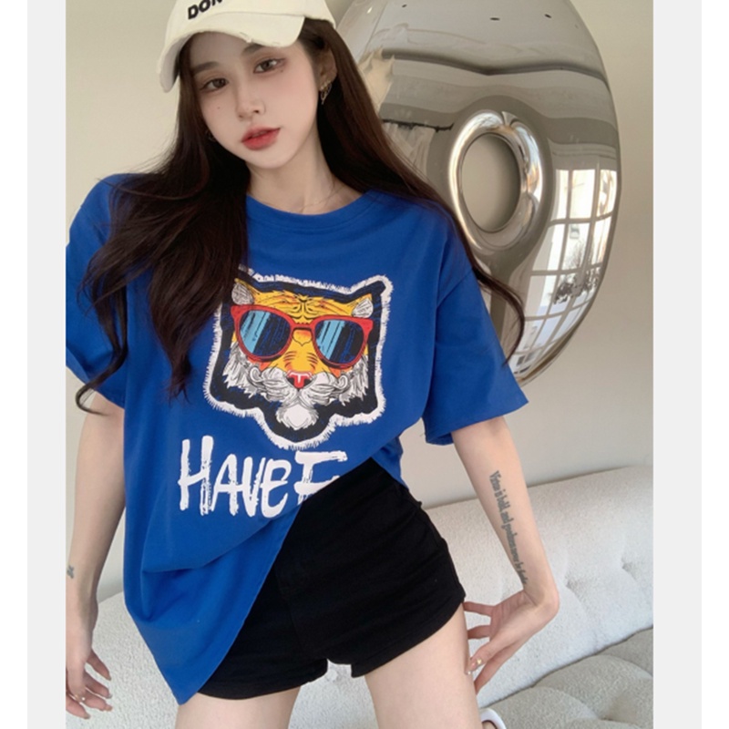 Áo Thun Tay Ngắn Dáng Rộng In Họa Tiết Dễ Thương Thời Trang Mùa Hè Cho Nữ