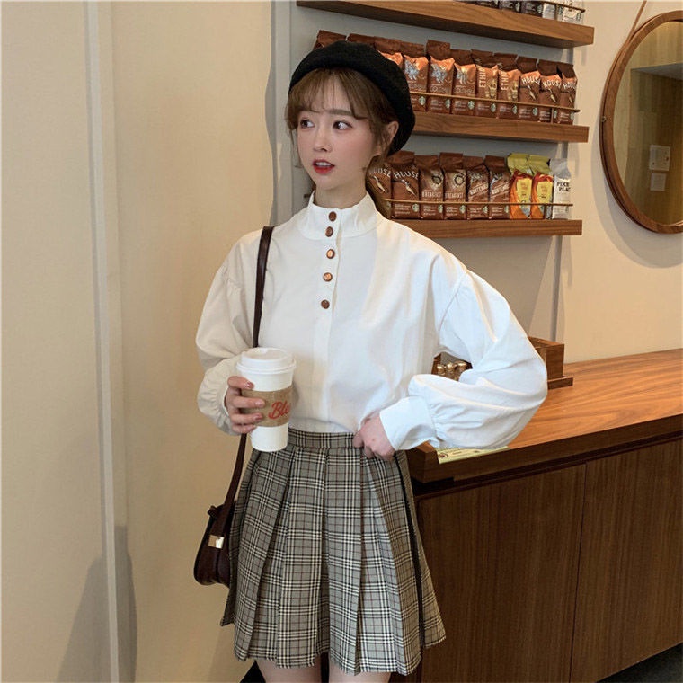Áo Sơ Mi Tay Dài Dáng Rộng Phong Cách Hàn Quốc Cổ Điển Thời Trang Mới 2022 Dành Cho Bạn Nữ