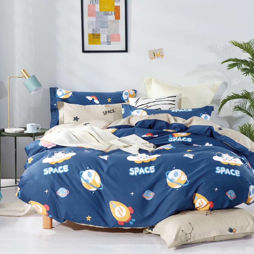 Bộ ga giường, áo gối NIN Collins 100% cotton sateen thoáng mát