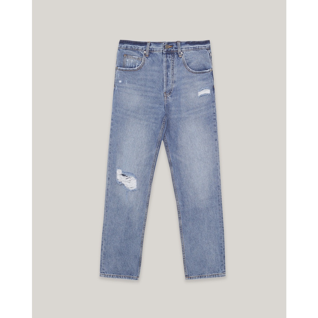 Quần jeans loose nam dáng xuông Highway (Menswear) Iggy Xanh Rách