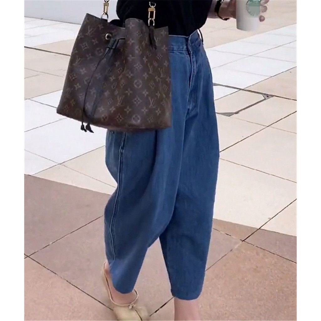 Quần Jean Lưng Cao Ống Rộng Phong Cách Hàn Quốc Thời Trang Cho Nữ