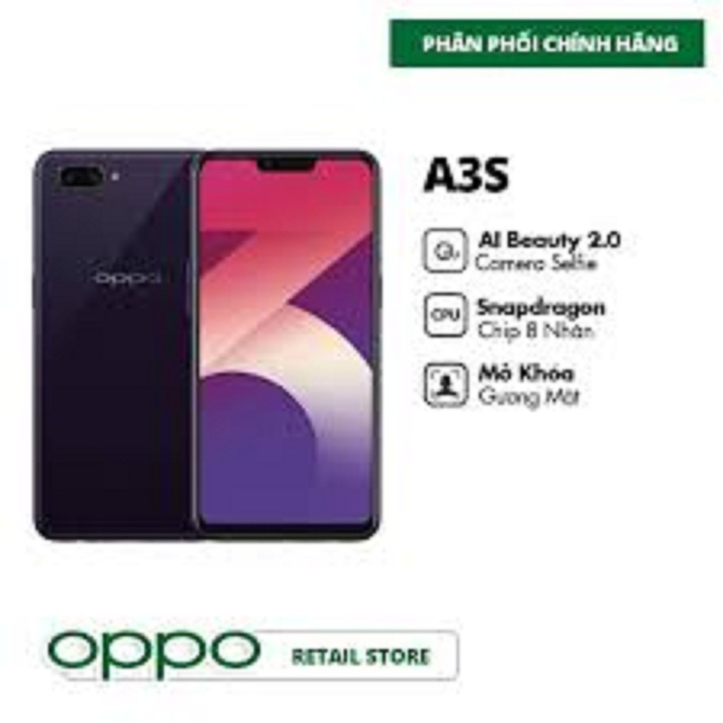 [Mã 2611DIENTU500K hoàn 7% đơn 300K] điện thoại Oppo A3s ram 4G/64G 2sim mới- màn hình tai thỏ thời thượng | BigBuy360 - bigbuy360.vn