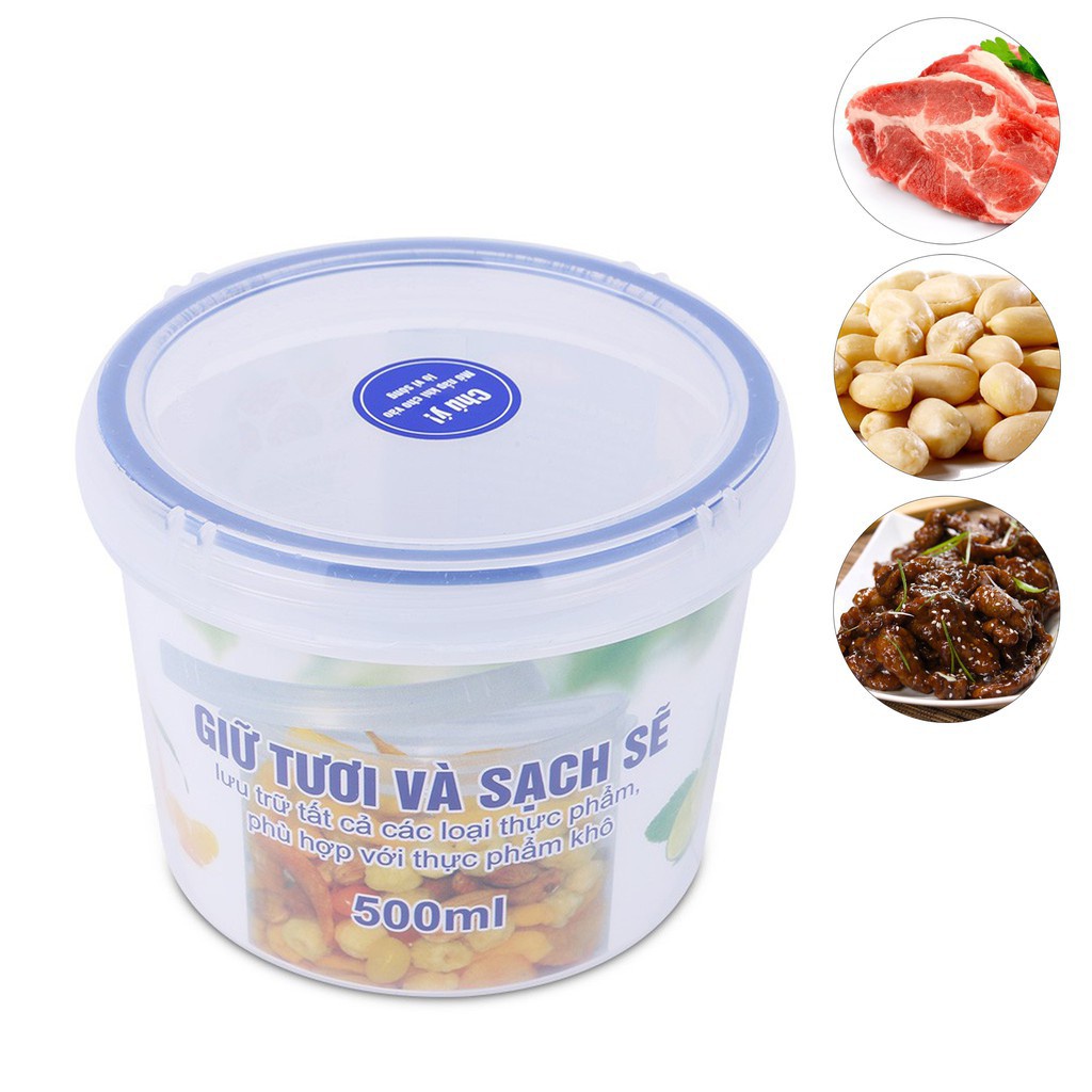 Hộp Đựng bảo quản Thực Phẩm Four Lock Tròn 500ml 2512
