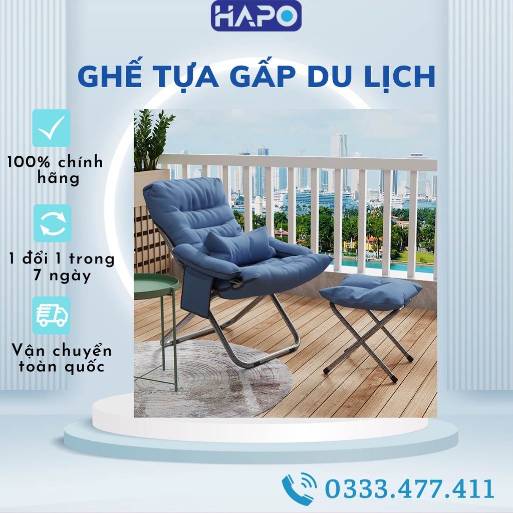 Ghế Tựa Gấp Du Lịch Hapo Hp44, Ghế Câu Cá, Ghế Lười Thư Giãn Đọc Sách Làm Việc Có Gác Chân