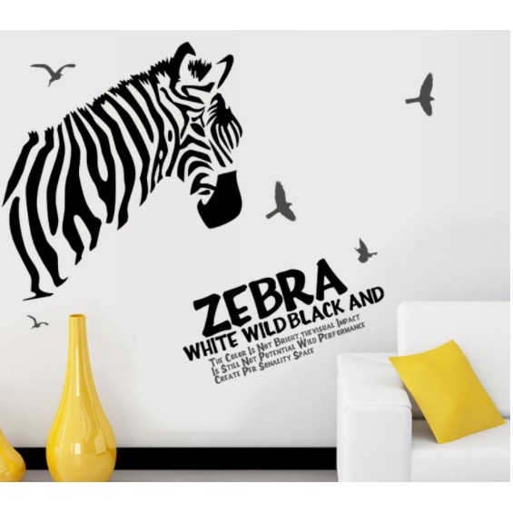 Decal trang trí tường Chú ngựa vằn đen ZEBRA