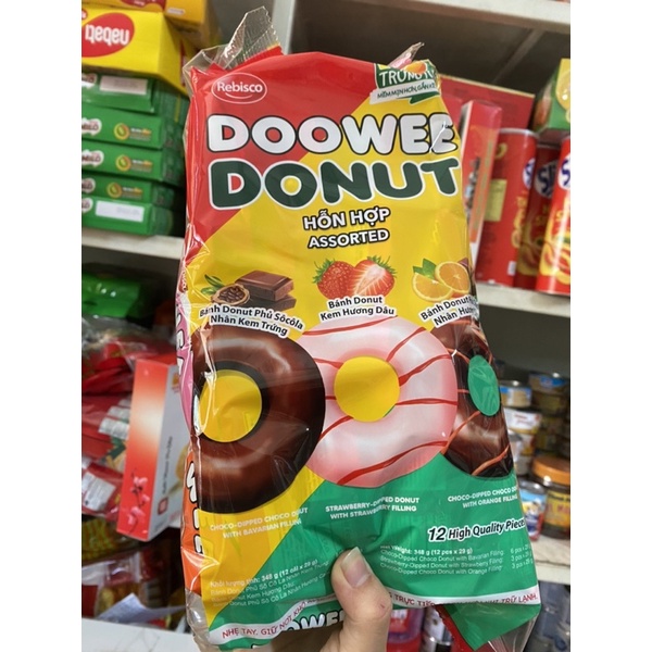 BÁNH DONUT 360g 12 CÁI SOCOLA ,MIX VỊ DOOWEE