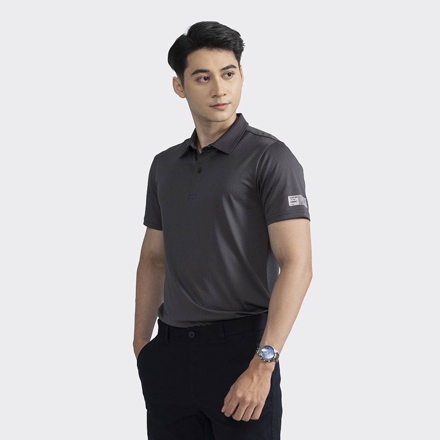 Áo Thun Polo Ngắn Tay Có Cổ Bẻ ARISTINO APS041S2 Phông Nam màu xám họa tiết chìm dáng suông vải Polyester thể thao