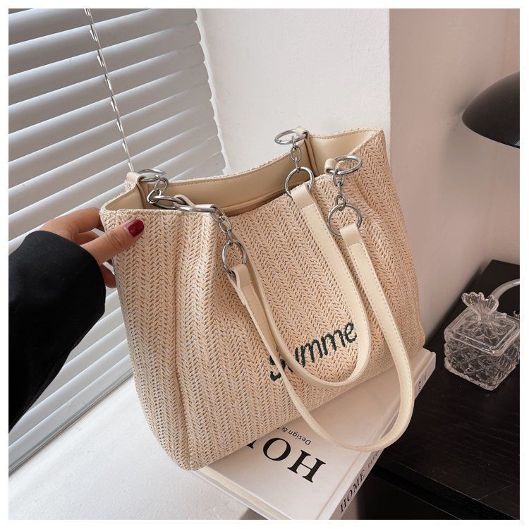 Túi Tote Đan Rơm Đeo Vai Kích Thước Lớn Phong Cách Phương Tây Thời Trang Mùa Hè Mới Cho Nữ