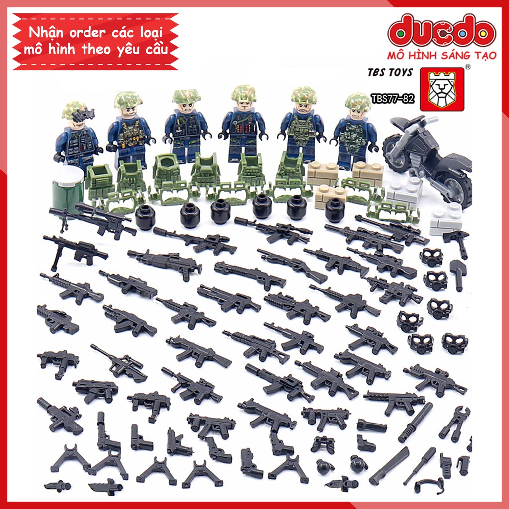 Biệt đội 6 lính cảnh sát SWAT trang bị tối tân nhất - Đồ chơi Lắp ghép Xếp hình Mini Minifigures Army Mô hình TBS 77-82