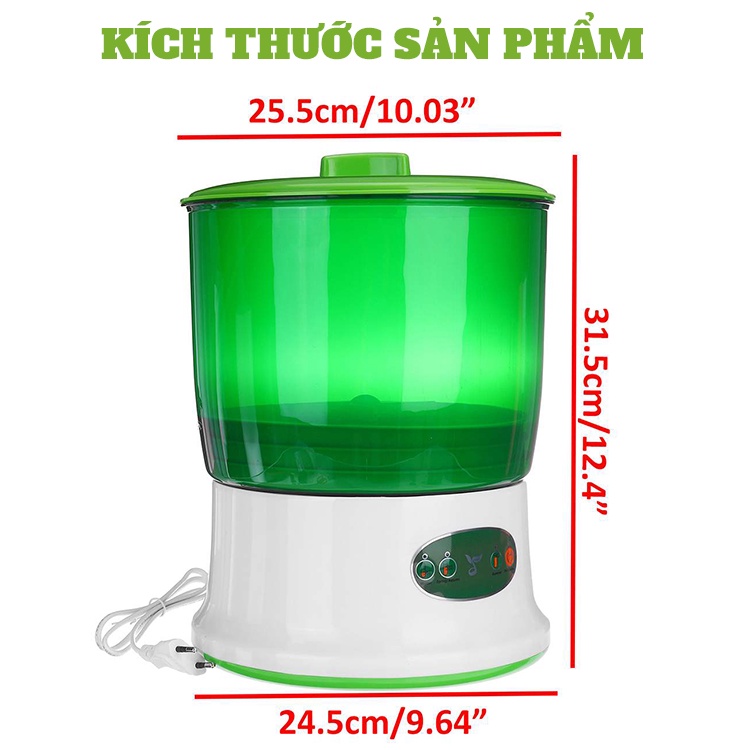 Máy làm giá đỗ tại nhà 3 tầng - Dụng cụ làm giá đỗ xanh - Thuận tiện Trồng giá đỗ rau mầm tự động - Lỗi 1 đổi 1 14 ngày