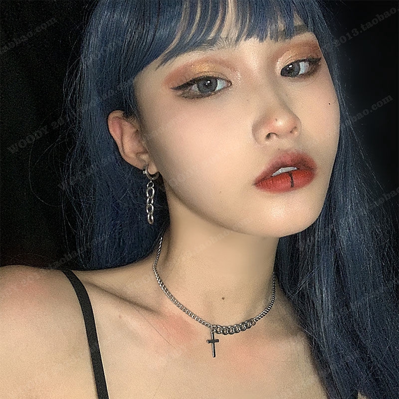 Hip Hop Street Fashion Asymmetric Splicing Chain Cross Necklace