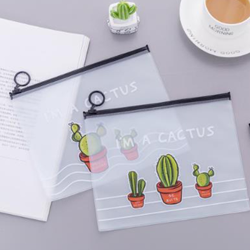 Túi đựng bút viết đa năng họa tiết hình cây xương rồng xinh xắn
