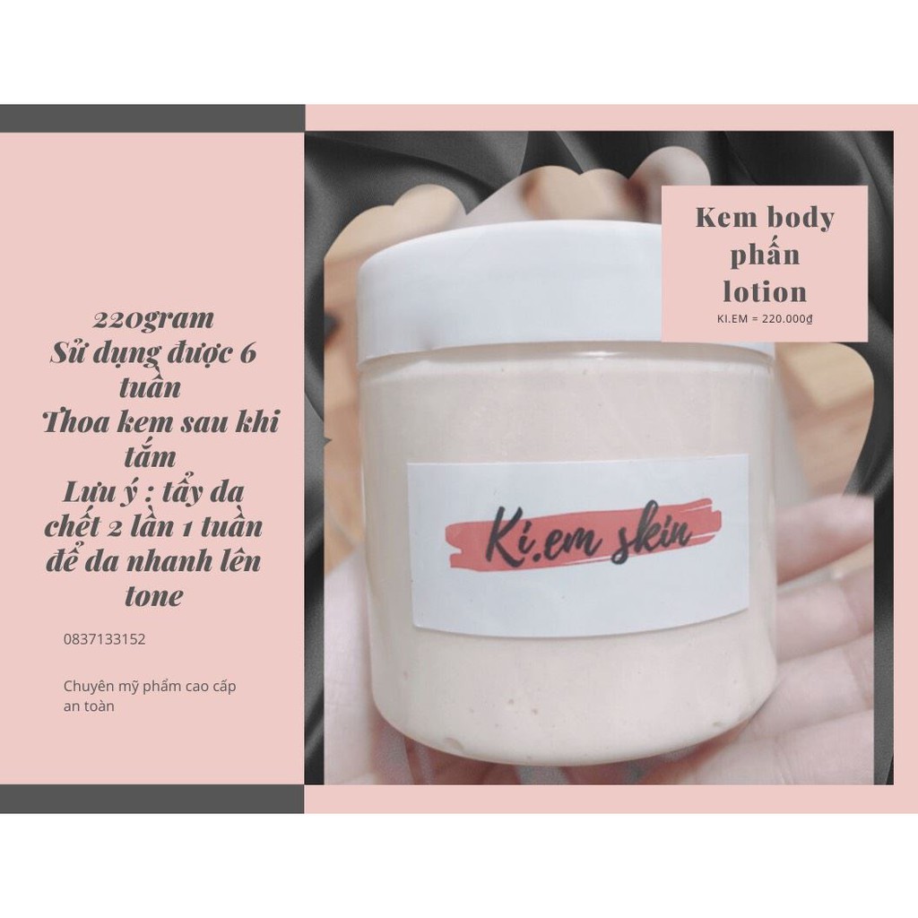 Kem trắng da body (hạt phấn Mỹ)