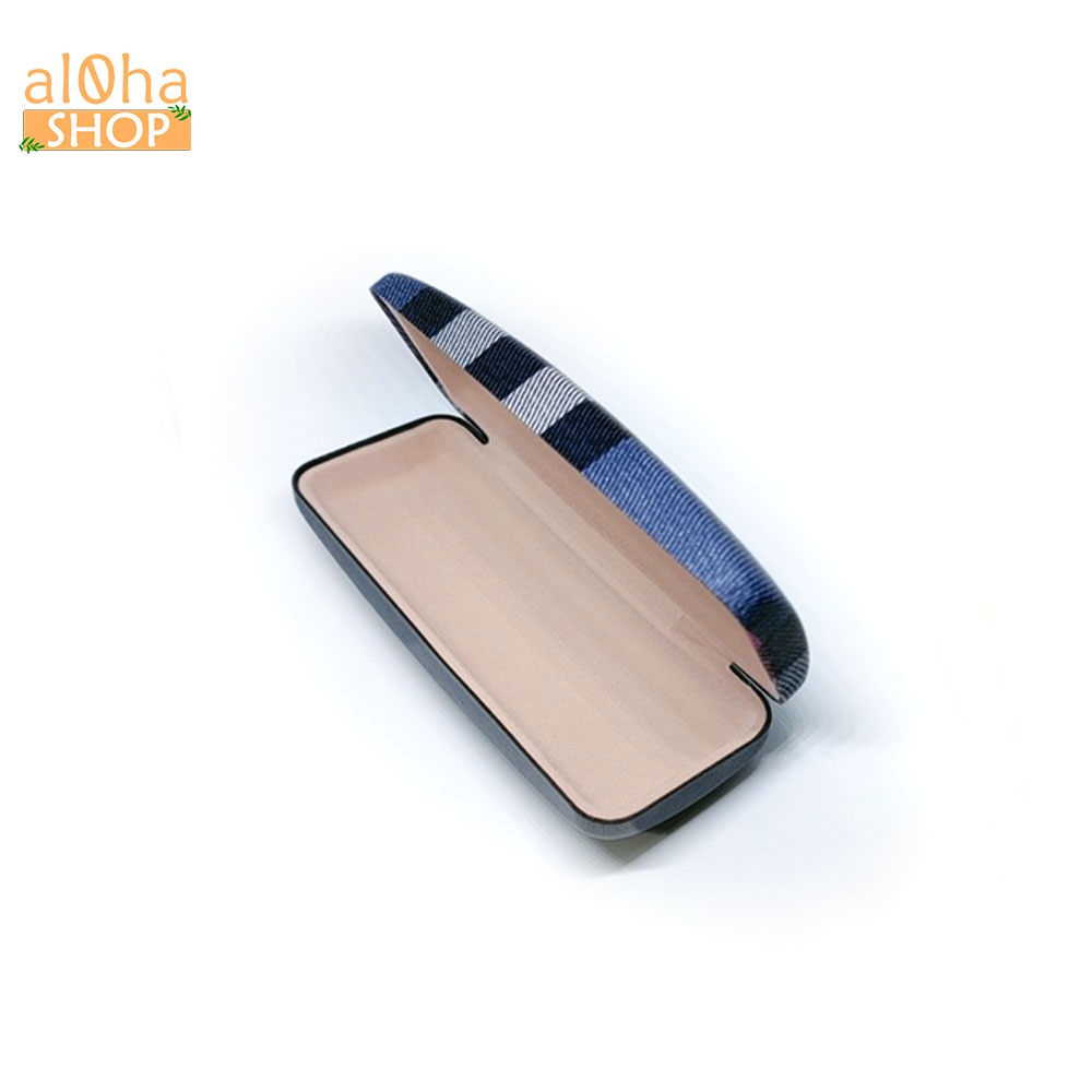 Hộp da đựng kính mắt kẻ caro, đựng kính cận, viễn, râm…  chống shock, chống va đập, trầy xước - al0ha Shop