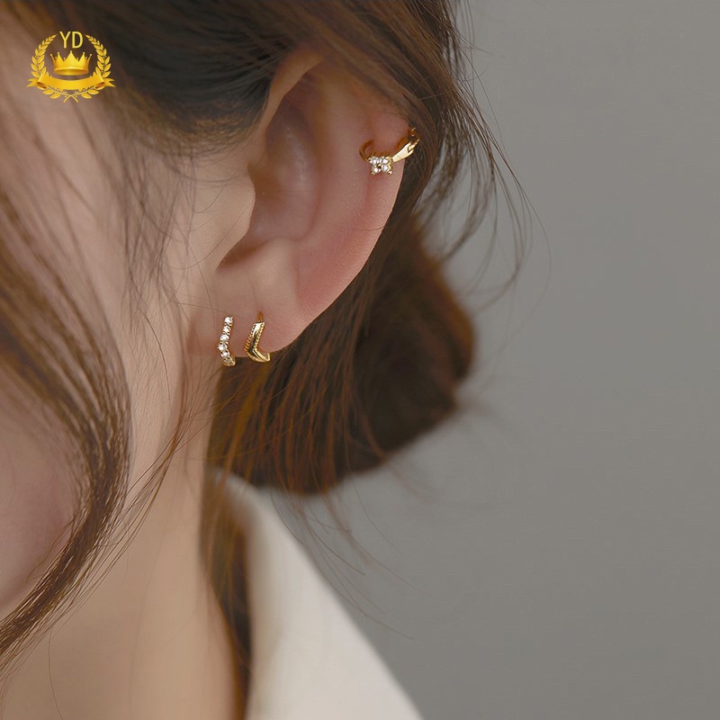 1 Đôi Bông Tai Mạ Vàng 14k Đính Đá Zircon Thời Trang