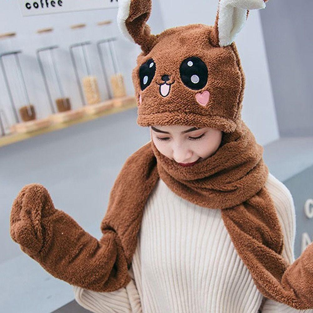 MIHAN1 Mũ Len Tai Thỏ Giữ Ấm Mùa Thu Đông Cho Nữ