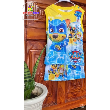 (C03_Kèm video) Đồ bé trai có hình Paw Patrol, bộ mặc nhà vải 3D thái mát lạnh cho bé từ 3 tuổi - 7 tuổi