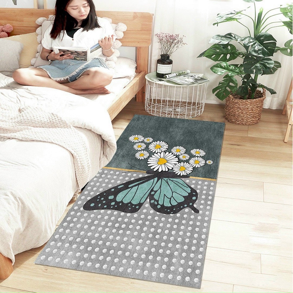 Thảm Chân Giường - Thảm Trang Trí Giường Ngủ Trải Sàn Chân Giường Giá Rẻ - Chất Liệu Bali in 3d sắc nét kích cỡ 80x200cm