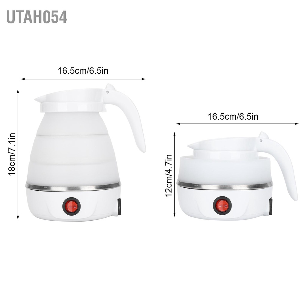 [Hàng HOT] Ấm Nước Siêu Tốc Gấp Gọn Tiện Dụng Dung Tích 600ml bằng silicon di động 400W US Plug 110V【Utah054】