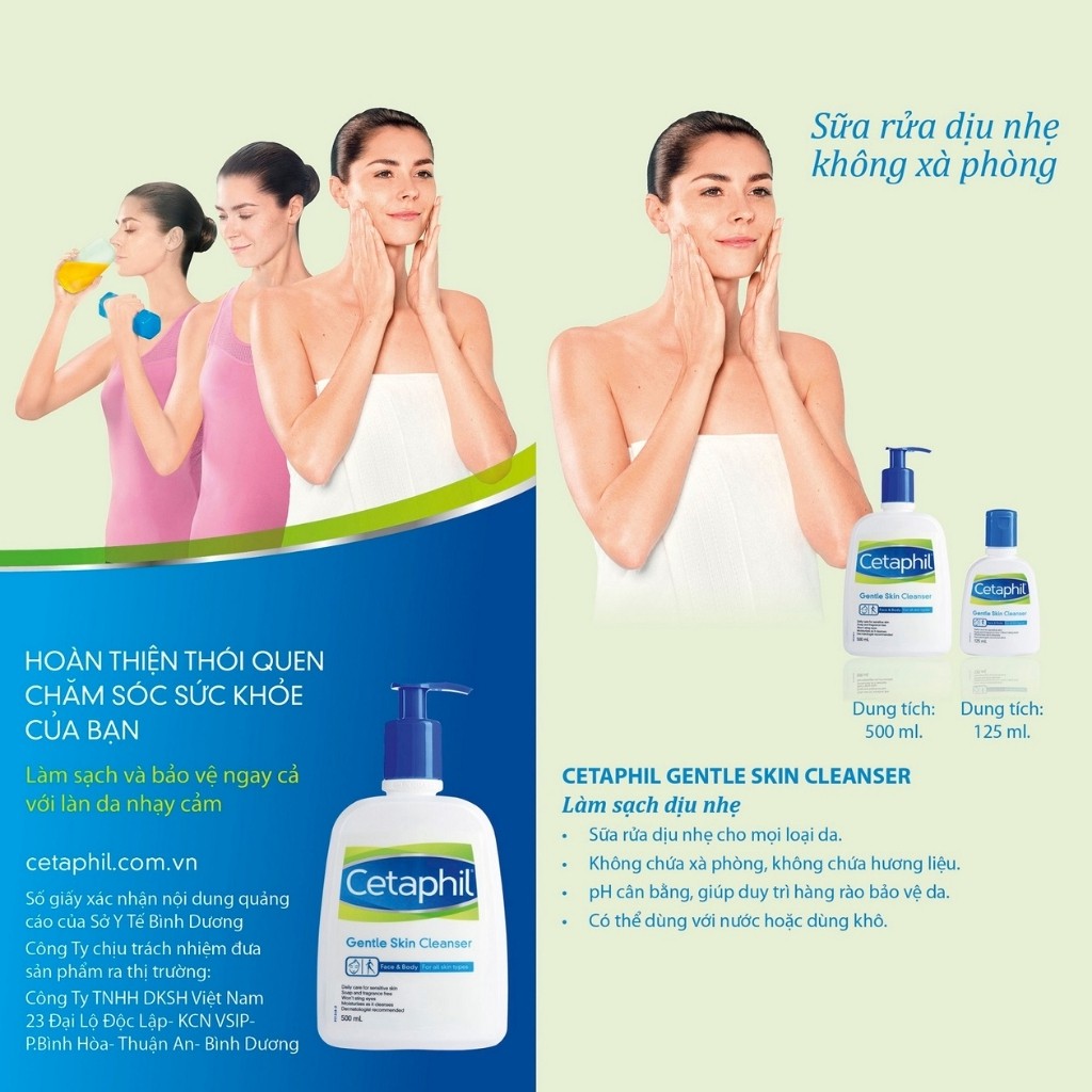 Sữa rửa mặt làm sạch dịu nhẹ Cetaphil Gentle Skin Cleanser ( 500ml,250ml,59ml) dành cho da dầu hoặc cho da khô