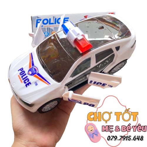 Đồ chơi xe cảnh sát chạy pin mở cửa có đèn và nhạc