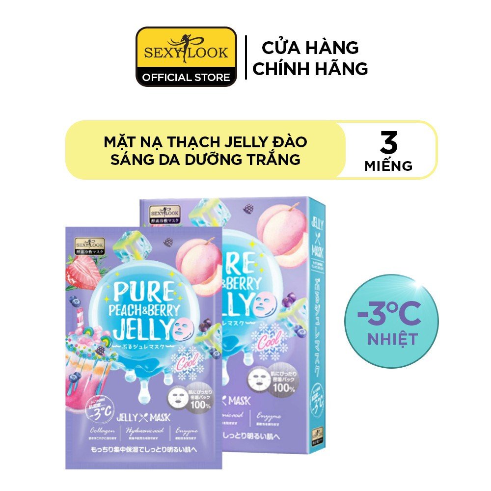 Mặt Nạ Thạch Jelly Đào SEXYLOOK Sáng Da Dưỡng Trắng (Hộp 3 Miếng x 38ml)