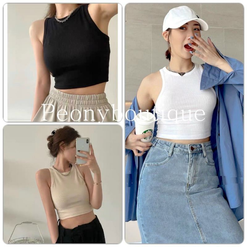 Áo croptop nữ sát nách ba lỗ thun cotton tăm kiểu ôm body