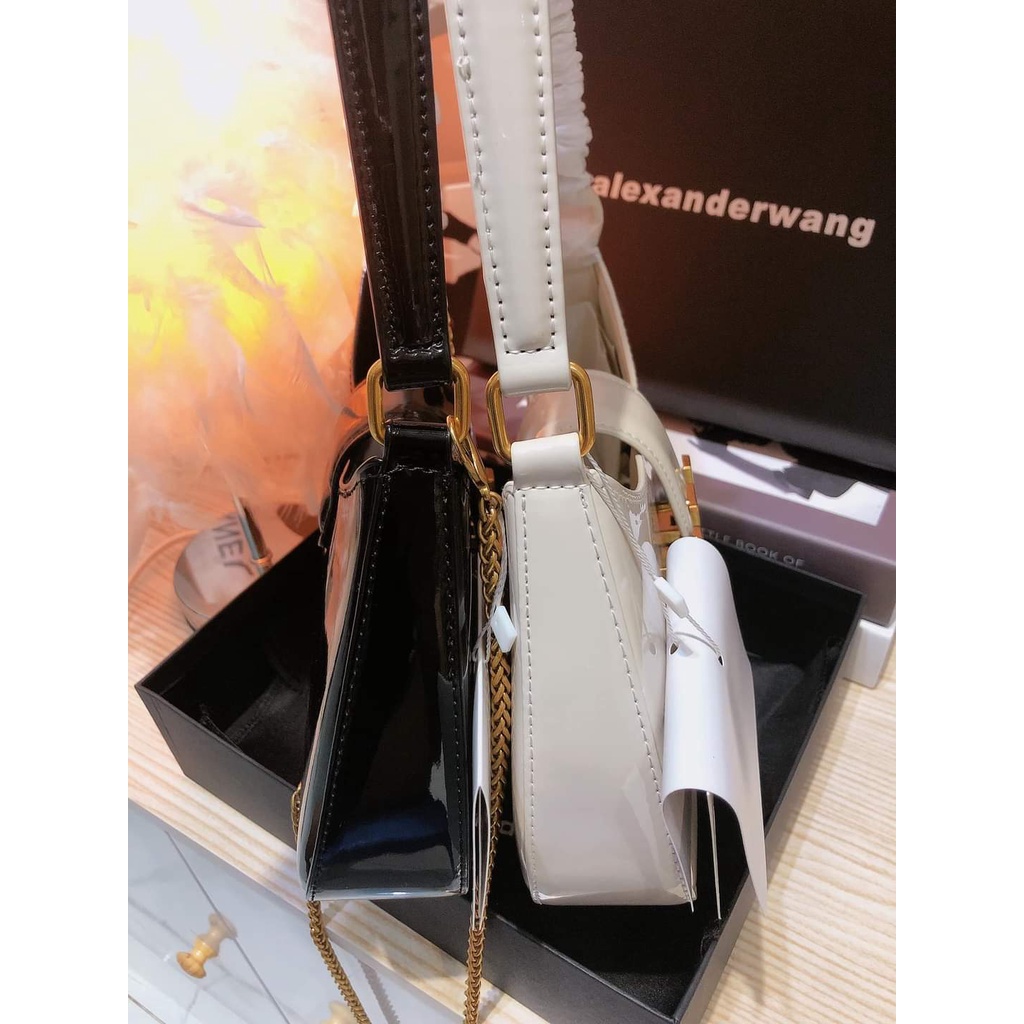 Túi xách Wang da bóng Túi Wang kẹp nách W da lì full box size 21 - ZENI.STORE