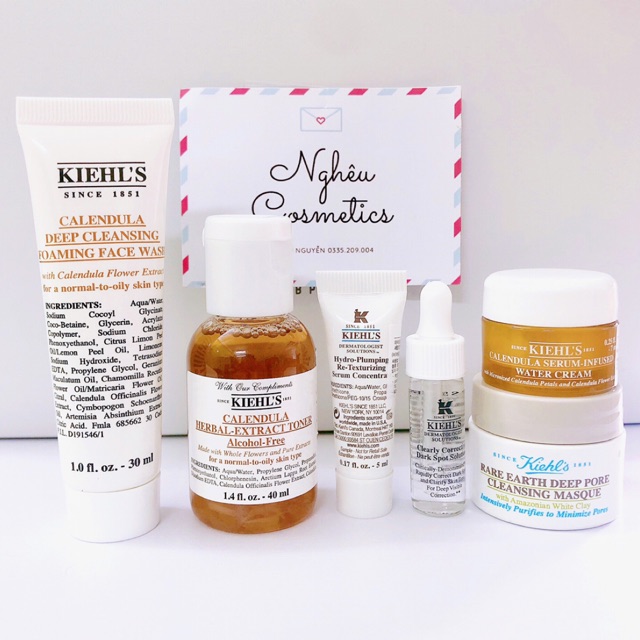 Bộ Dưỡng Cho Da Dầu Mụn Lỗ Chân Lông To Kiehls Mini 6 Món