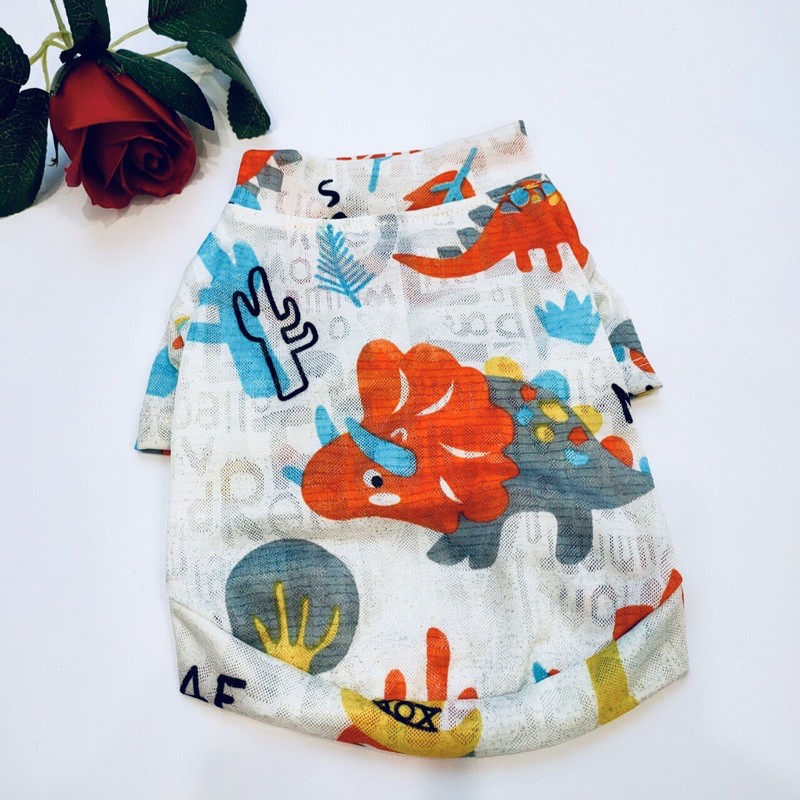 Áo thun 3D hoạ hình khủng long thời trang dành cho thú cưng, Quần áo dành cho chó mèo LaLi petfashion