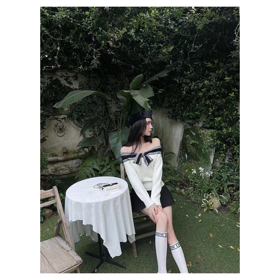 Áo dior nơ hở vai