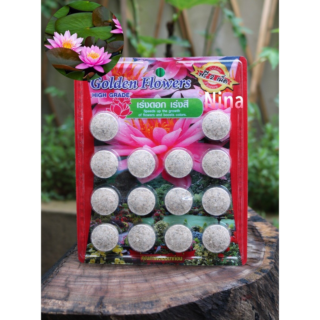 Phân viên nén hữu cơ Golden Flowers Thailand chuyên bón cây sen, súng và các loại thủy sinh khác vỉ 14 viên