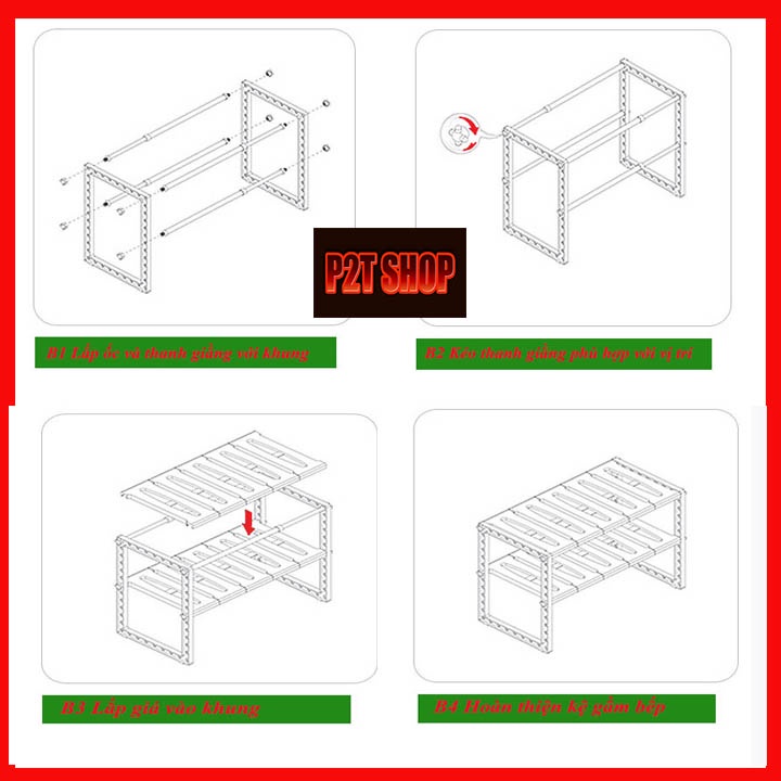 [Rẻ Vô Địch] Kệ gầm bếp 2 tầng đa năng tiện dụng tiết kiệm không gian nhà bếp, kệ để nồi niêu xong chảo
