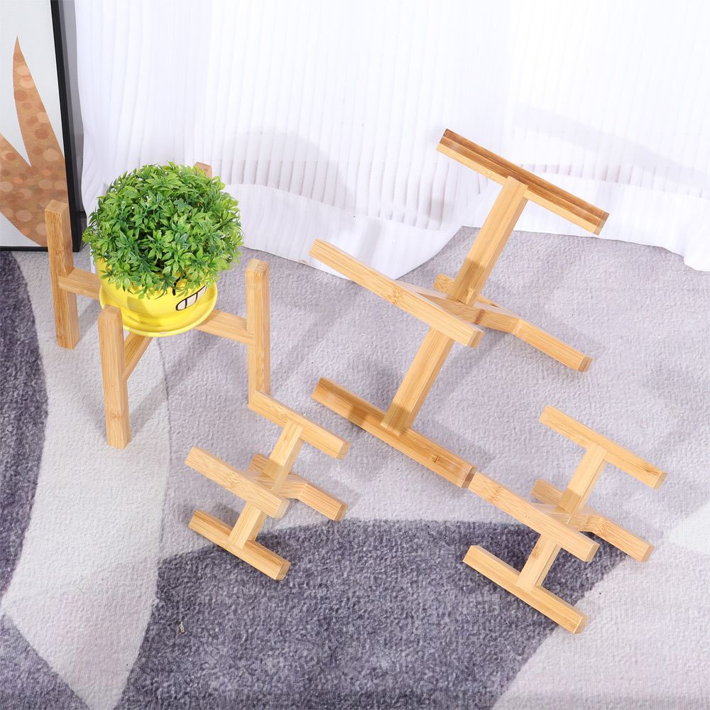 Giá Đỡ Chậu Hoa/ Cây Cảnh Bằng Gỗ Tre Dùng Trang Trí Trong Nhà/ Ngoài Trời