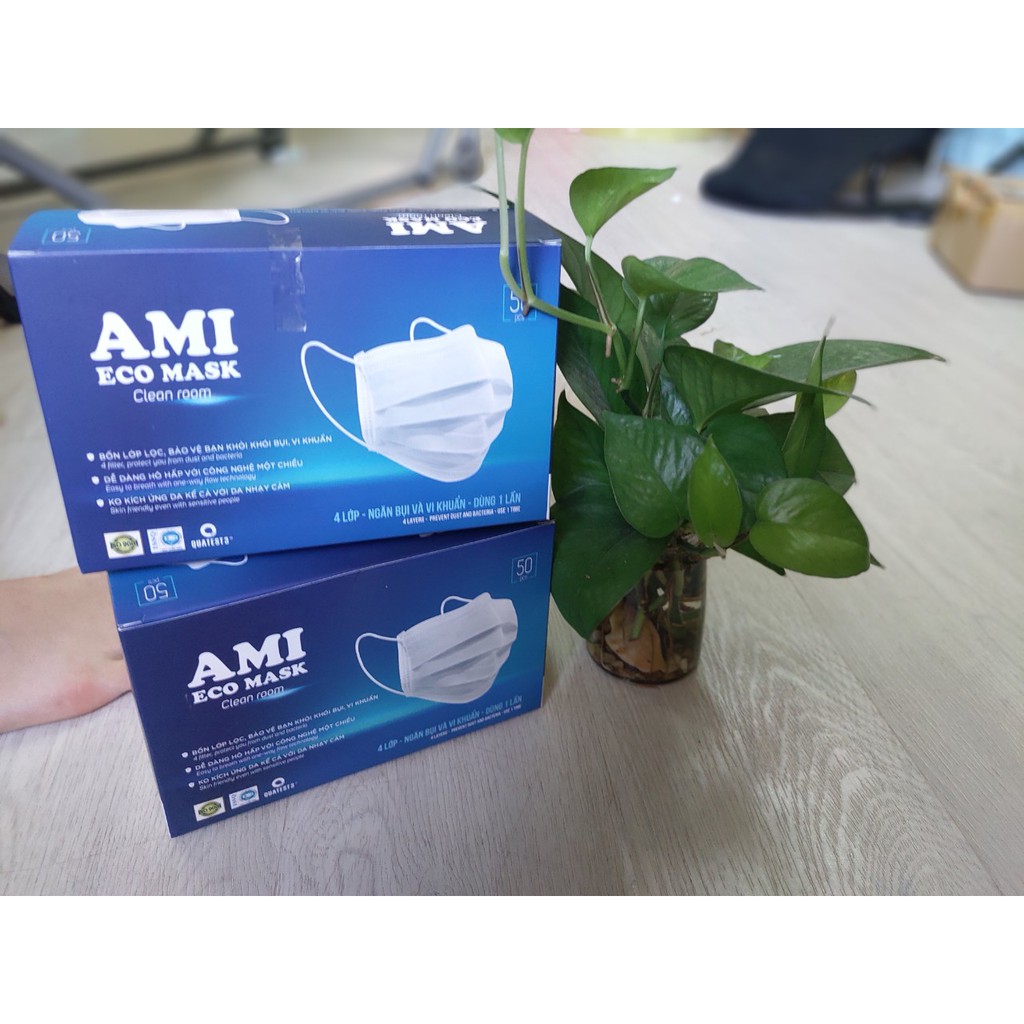 Combo 2 Hộp Khẩu Trang Y Tế 4 lớp AMI Than Hoạt Tính (50 chiếc/ 1 hộp)