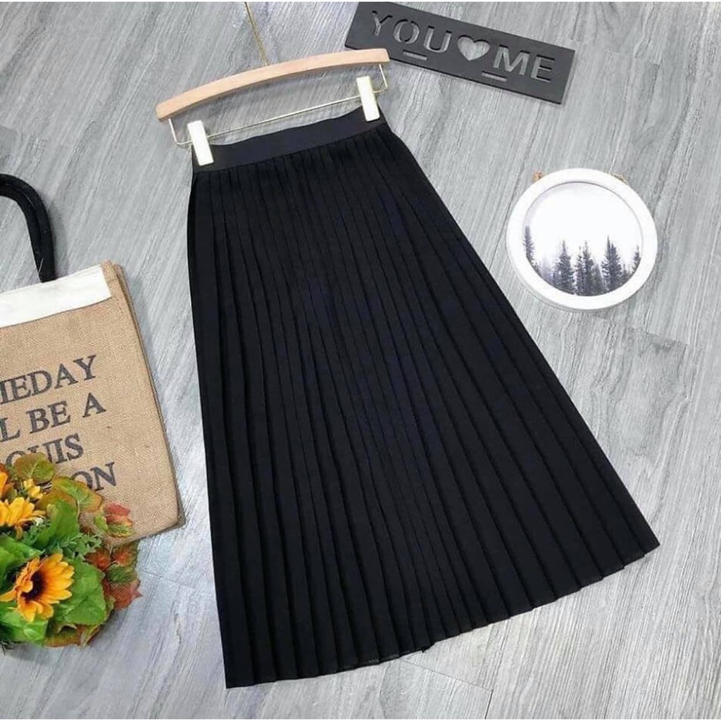 Chân váy xêp ly cạp chun siêu mềmCVXCC