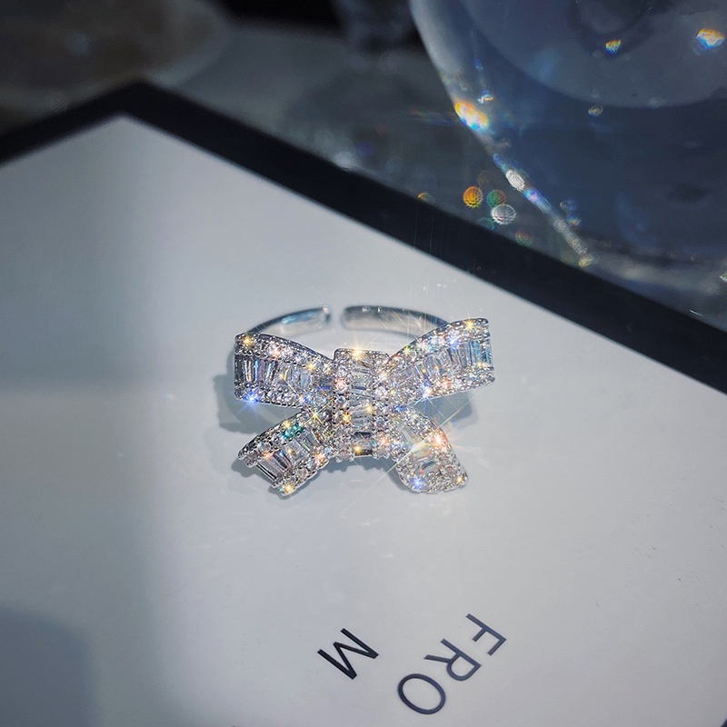 Nhẫn Hở Hình Nơ Đính Đá Dễ Thương