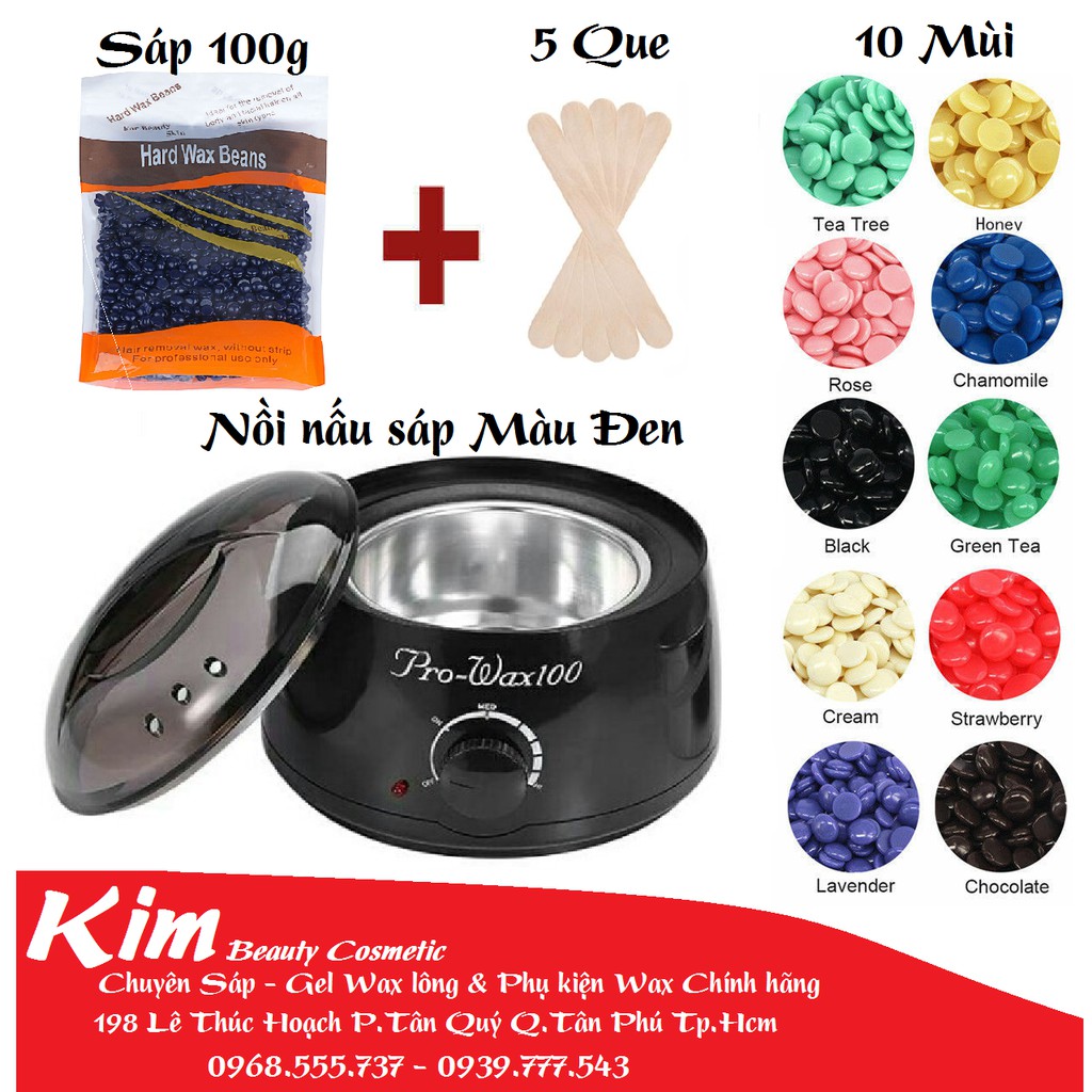 (Hàng có sẵn) Nồi nấu sáp wax Pro Wax 100 và 100g sáp wax viên nóng Full 6