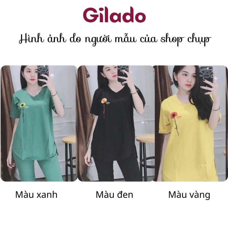 Đồ bộ nữ bộ lửng đồ mặc nhà có bigsize họa tiết thêu đẹp thoáng mát thun co giãn 4 chiều Gilado