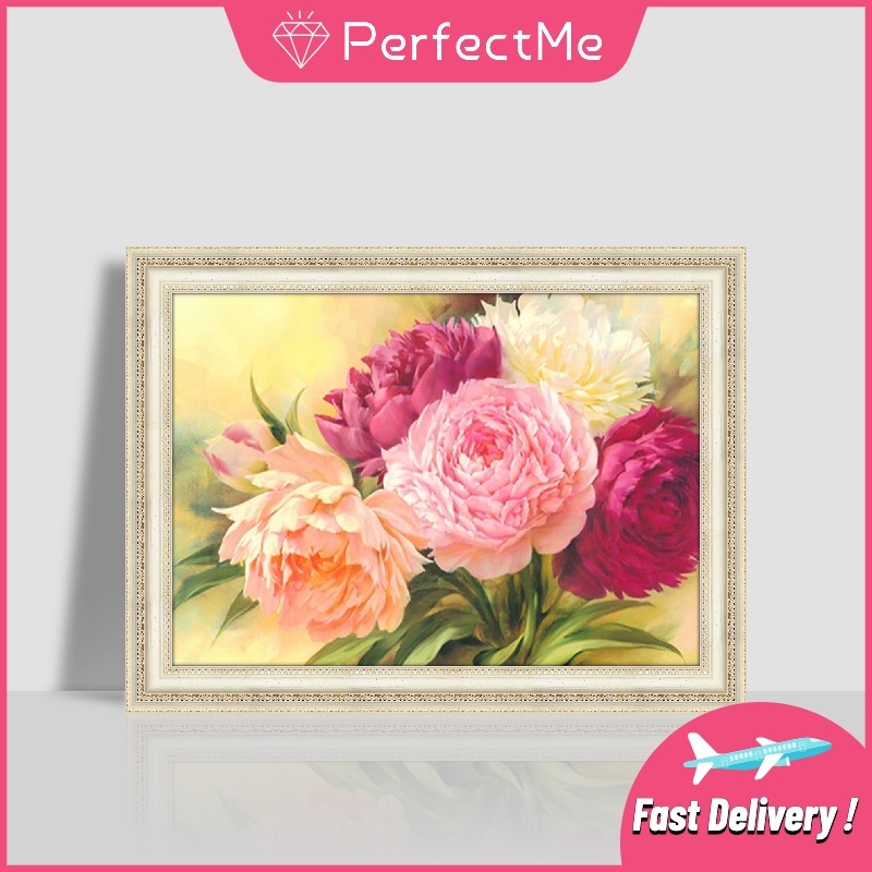 Bộ Tranh Đính Đá DIY Hình Hoa Mẫu Đơn 30x40cm Để Trang Trí Nhà