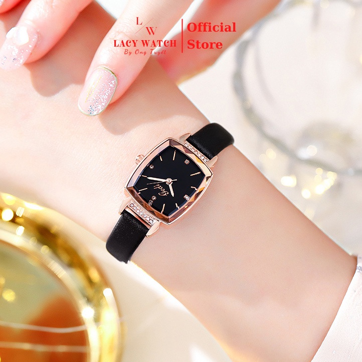 Đồng hồ nữ LaCy Watch đồng hồ đeo tay dây da chống nước mặt chữ nhật cọc số đính kim cương sang chảnh DHVGE0008 | BigBuy360 - bigbuy360.vn